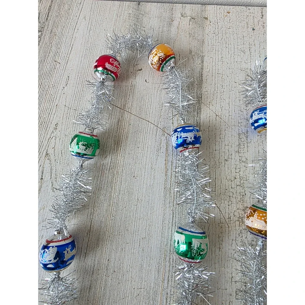 Radko shiny brite 6 ft stencil glass Garland RARE mini Xmas silent night